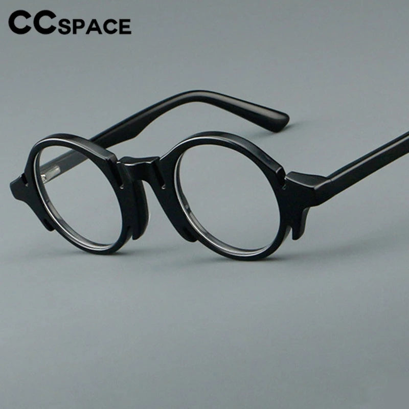 CCspace Women's Full Rim Round Acetate Eyeglasses 303370 Full Rim CCspace Black