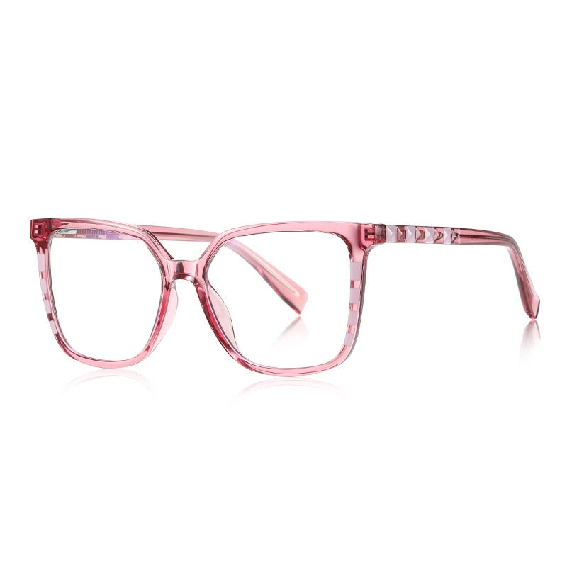 CCspace Unisex Full Rim Square Cat Eye Tr 90 Titanium Eyeglasses 56801 Full Rim CCspace C4Pink  