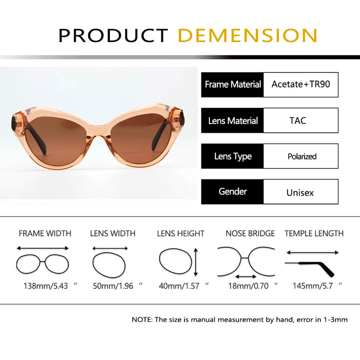 Esnbie Women's Full Rim Cat Eye Scuplted Acetate Sunglasses 230631