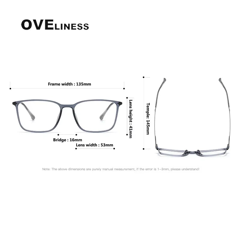 Oveliness Women's Full Rim Square Acetate Titanium Eyeglasses 8636 Full Rim Oveliness   