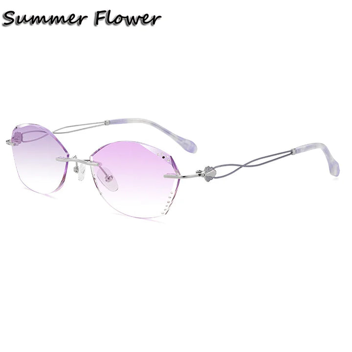 Summer Flower Women's Rimless Oval Square Titanium Eyeglasses 699038
