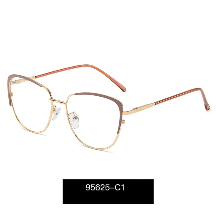 Handoer Women's Full Rim Round Cat Eye Alloy Eyeglasses 195625