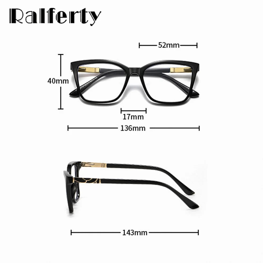 Ralferty Women's Full Rim Square Tr 90 Titanium Eyeglasses 881710