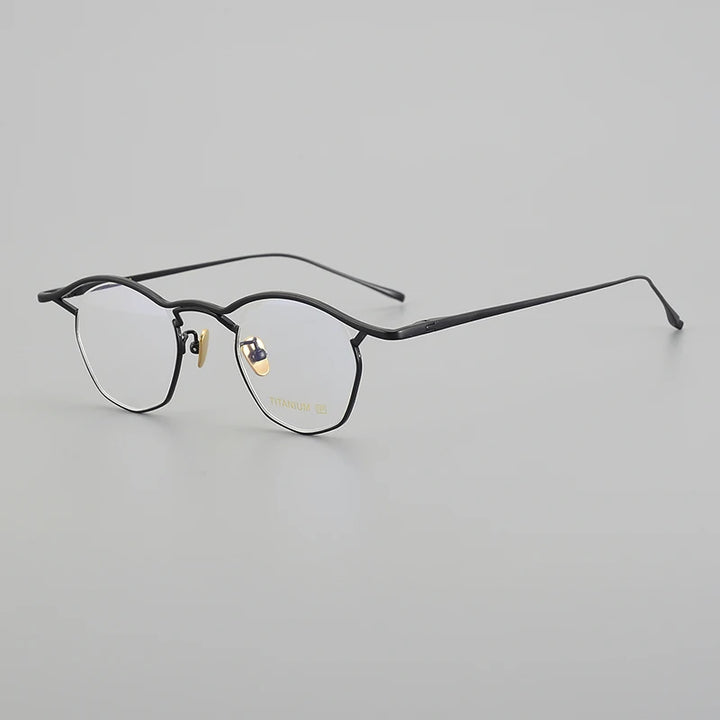 Muzz Unisex Full Rim Small Brow Line Polygon Titanium Eyeglasses Mu004 Full Rim Muzz C1  