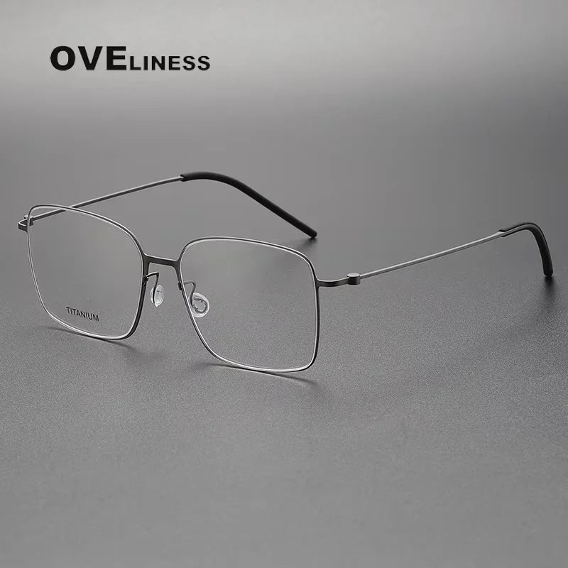 Oveliness Unisex Full Rim Square Polygon Titanium Eyeglasses 75535 Full Rim Oveliness gun