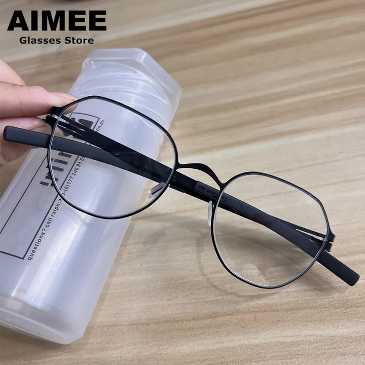Aimee Women's Full Rim Flat Top Oval Screwless Steel Eyeglasses 44128