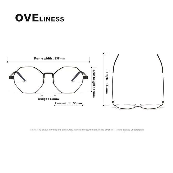 Oveliness Unisex Full Rim Polygon Titanium Eyeglasses 9609 Full Rim Oveliness   