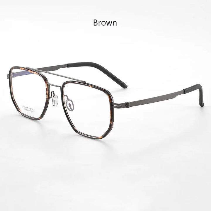 Hdcrafter Men's Full Rim Square Double Bridge Tr 90 Titanium Eyeglasses 21797