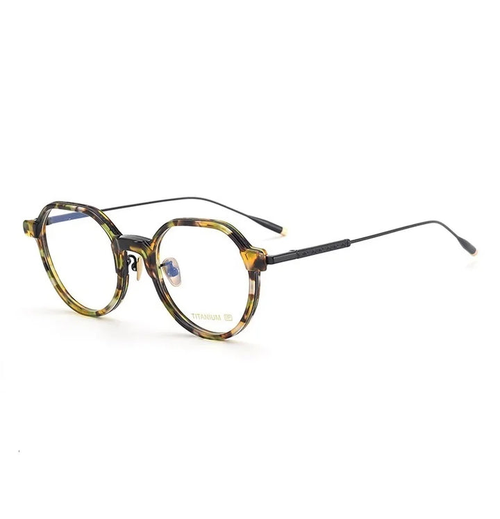 Aimee Unisex Full Rim Flat Top Round Titanium Acetate Eyeglasses 14543 Full Rim Aimee   