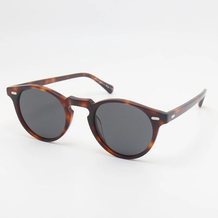 Black Mask Men Full Rim Round Acetate Polarized Sunglasses BM-O5186S