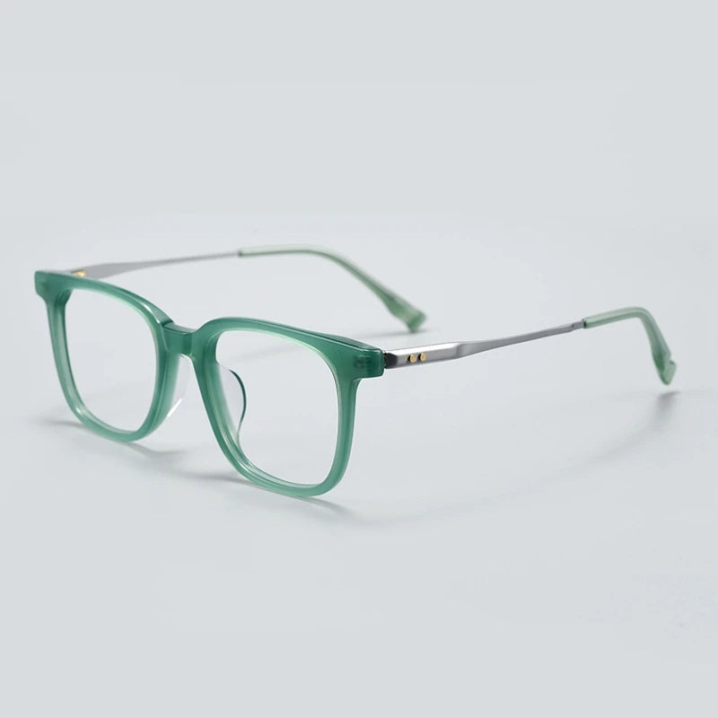 Yimaruili Unisex Full Rim Square Titanium Acetate Eyeglasses 365911