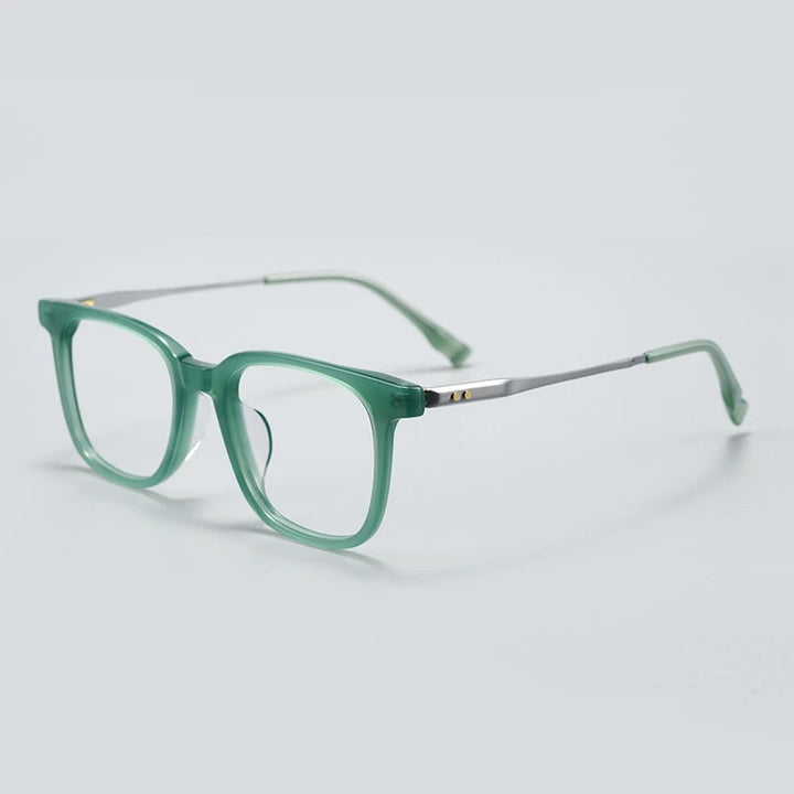 Yimaruili Unisex Full Rim Square Titanium Acetate Eyeglasses 365911