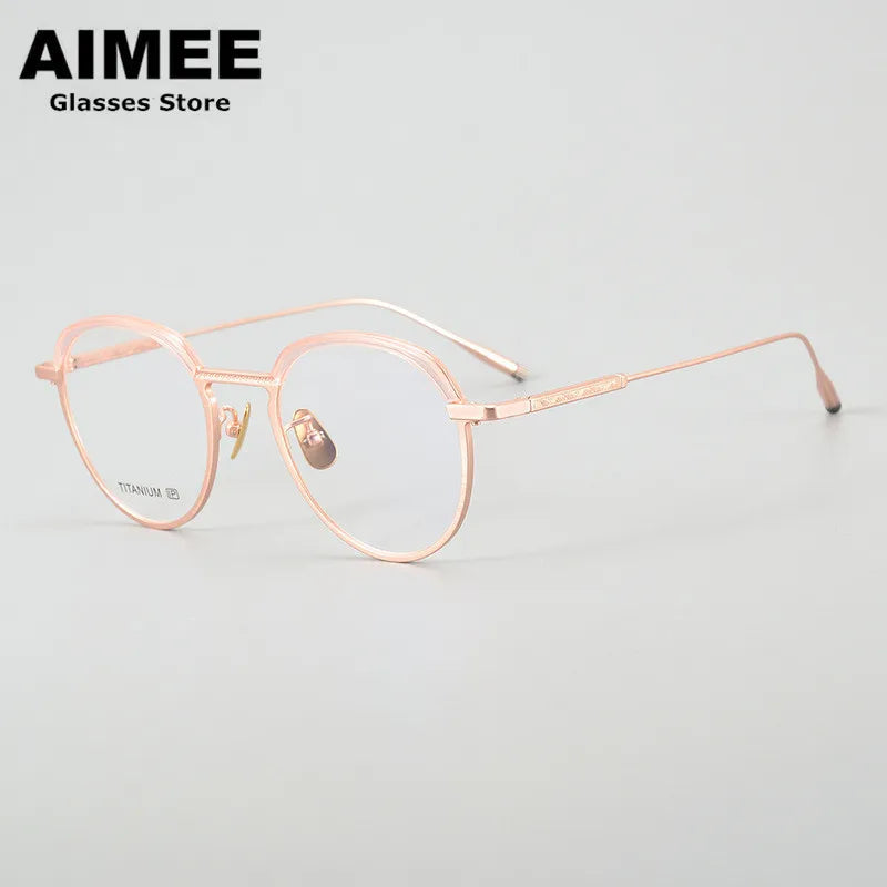 Aimee Unisex Full Rim Square Oval Titanium Acetate Eyeglasses 14346 Full Rim Aimee Pink  