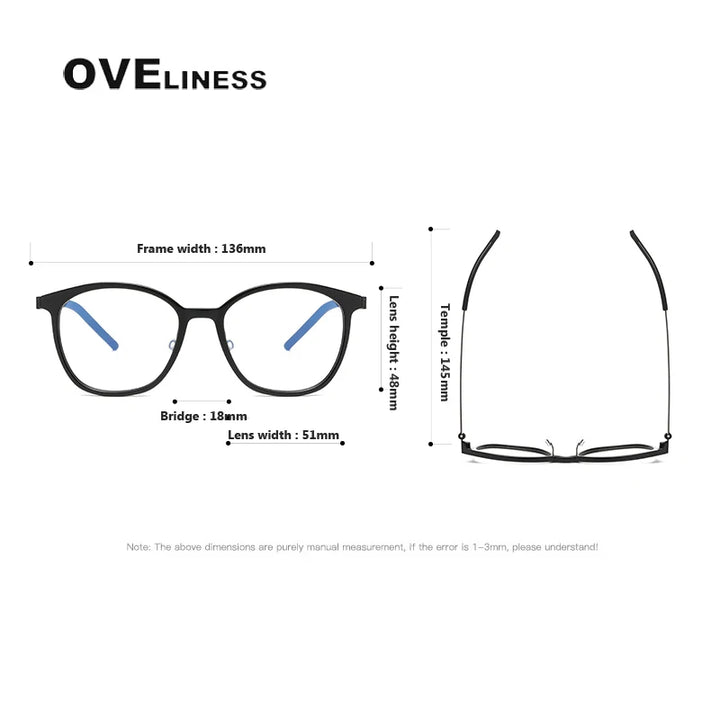 Oveliness Unisex Full Rim Square Acetate Titanium Eyeglasses 1851 Full Rim Oveliness   