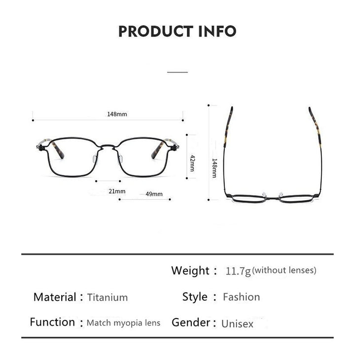 Hdcrafter Unisex Full Rim Large Irregular Square  Eyeglasses 58198 Full Rim Hdcrafter Eyeglasses   