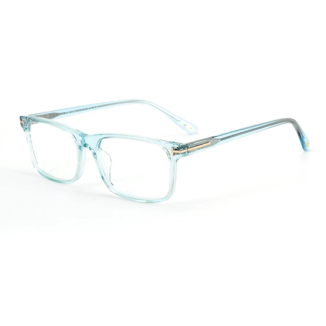 Yimaruili Unisex Full Rim Square Acetate Fiber Eyeglasses 45584 Full Rim Yimaruili Eyeglasses Transparent Blue