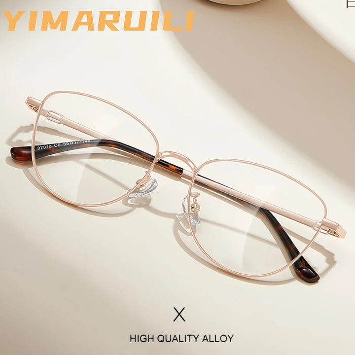 Yimaruili Unisex Full Rim Cat-Eye Pure Titanium Eyeglasses 97010 — view 1 | Yimaruili at FuzWeb
