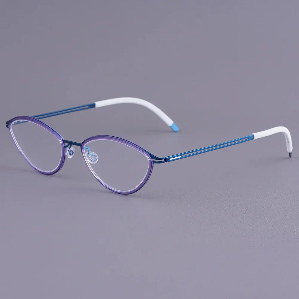 Bobbie 465507 Women’s Acetate Full Rim Polygon Oval Titanium Frames FuzWeb