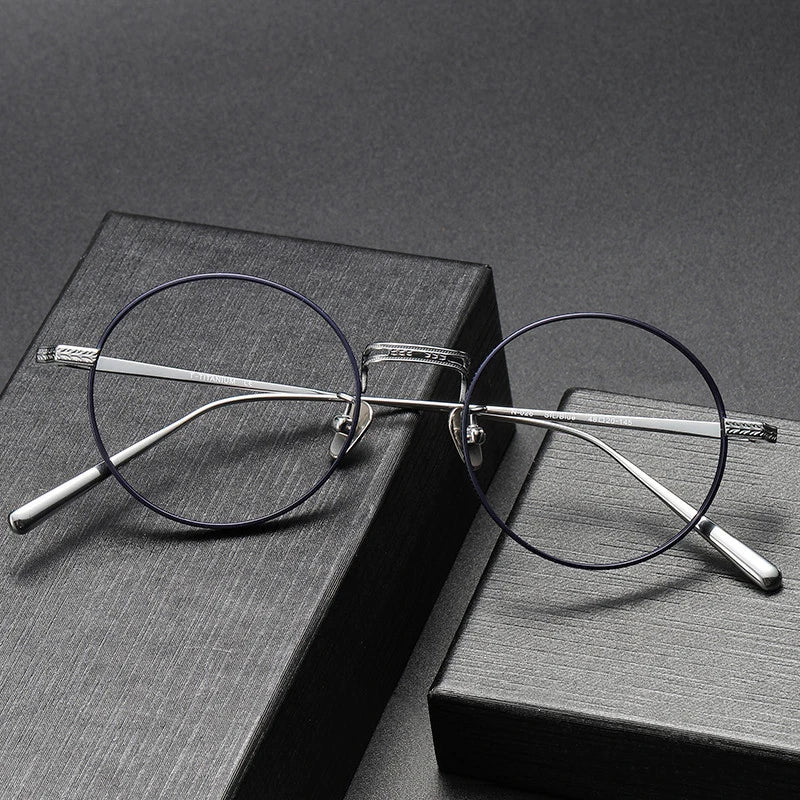 Black Mask Women's Full Rim Round Titanium Eyeglasses 77026