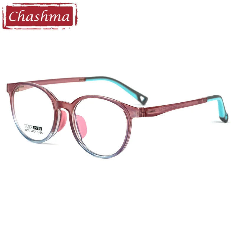 Chashma Ottica Unisex Youth Full Rim Round Tr 90 Titanium Eyeglasses 8210 Full Rim Chashma Ottica Pink Blue  