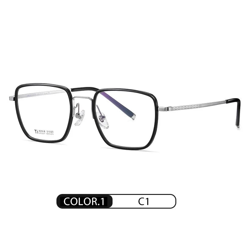 Hotony Unisex Full Rim Square Titanium Eyeglasses R2318 Full Rim Hotony C1  