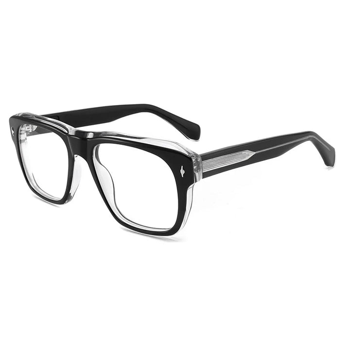 Gatenac Men's Full Rim Thick Oversized Acetate Eyeglasses Gxyj1471 Full Rim Gatenac Black Transparent  