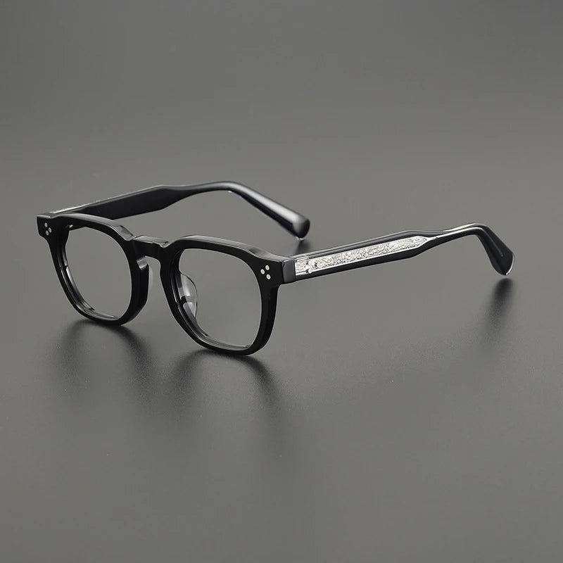 Gatenac Unisex Full Rim Square Acetate Eyeglasses Gxyj1165 Full Rim Gatenac Black  