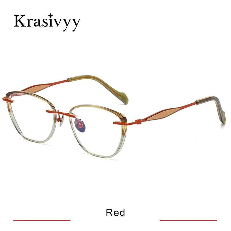 Krasivyy Unisex Full Rim Polygon Titanium Acetate Eyeglasses 316077