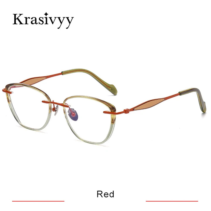 Krasivyy Unisex Full Rim Polygon Titanium Acetate Eyeglasses 316077
