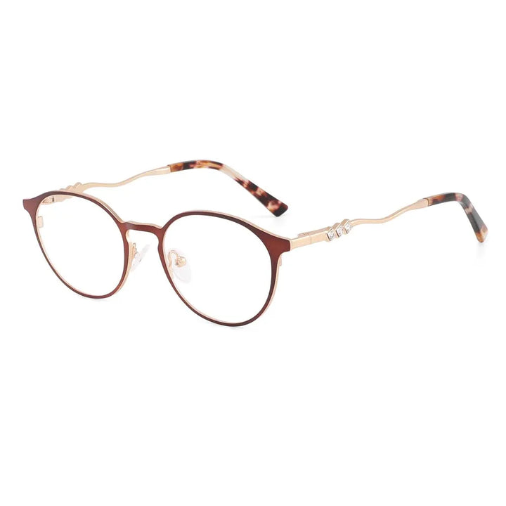 Laoyehui Women's Full Rim Round Alloy Acetate Reading Glasses L8972 Reading Glasses Laoyehui C1 +100 