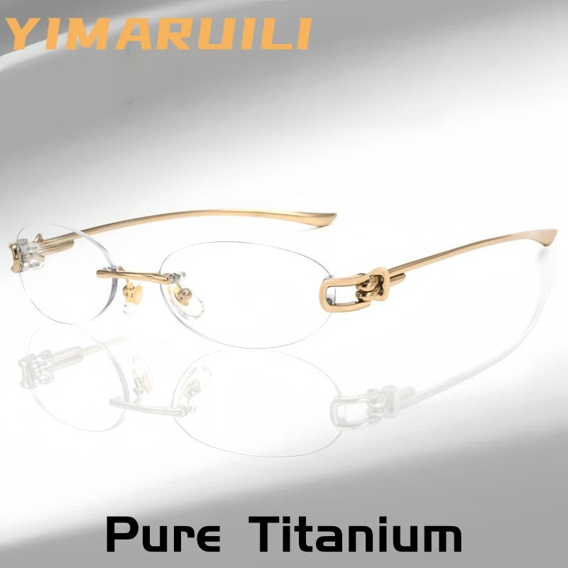Yimaruili Unisex Rimless Oval Pure Titanium Eyeglasses 0670WK — view 1 | Yimaruili at FuzWeb
