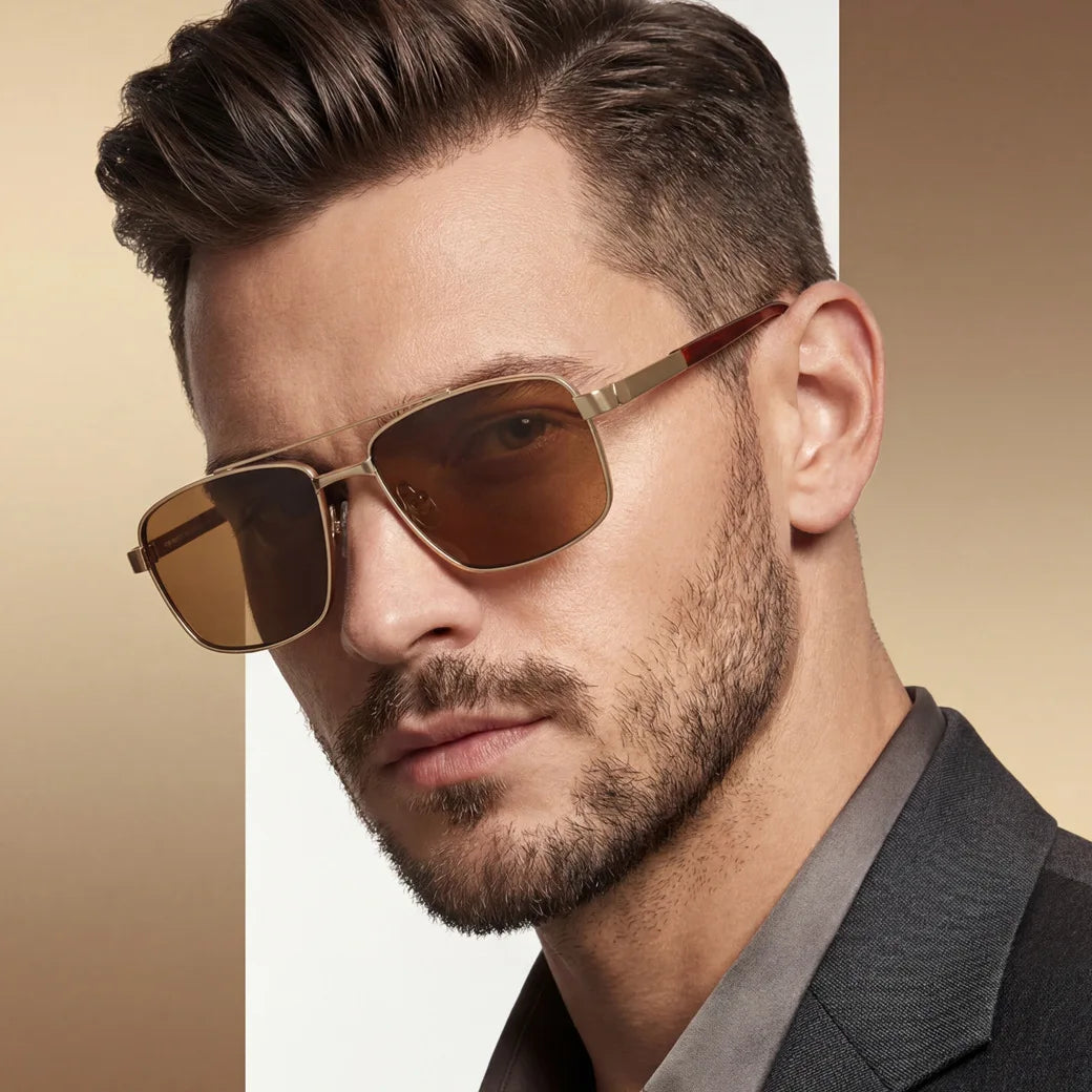 Black Mask Men Full Rim Square Titanium Polarized Sunglasses BM-1108S