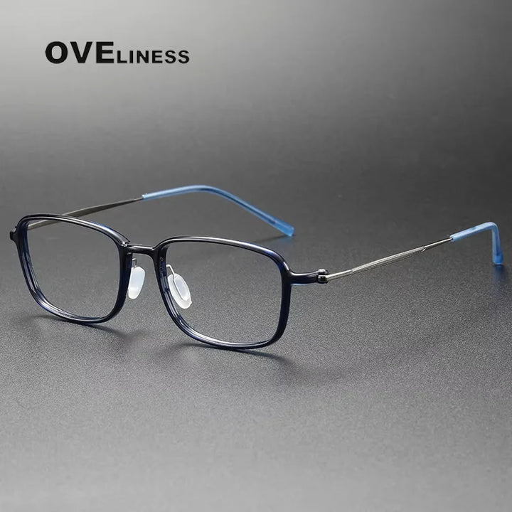 Oveliness Unisex Full Rim Square Acetate Titanium Eyeglasses 86324