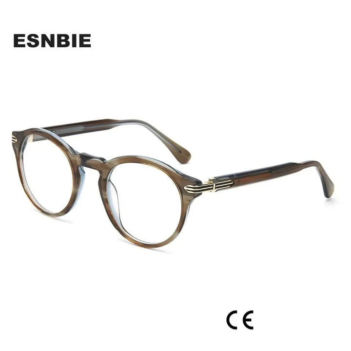 Esnbie Unisex Full Rim Round Oval Acetate Eyeglasses 2427 Full Rim Esnbie   