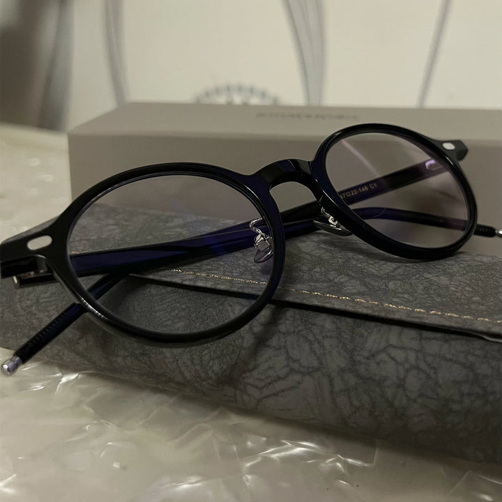 Black Mask Unisex Full Rim Round Acetate Eyeglasses 772215