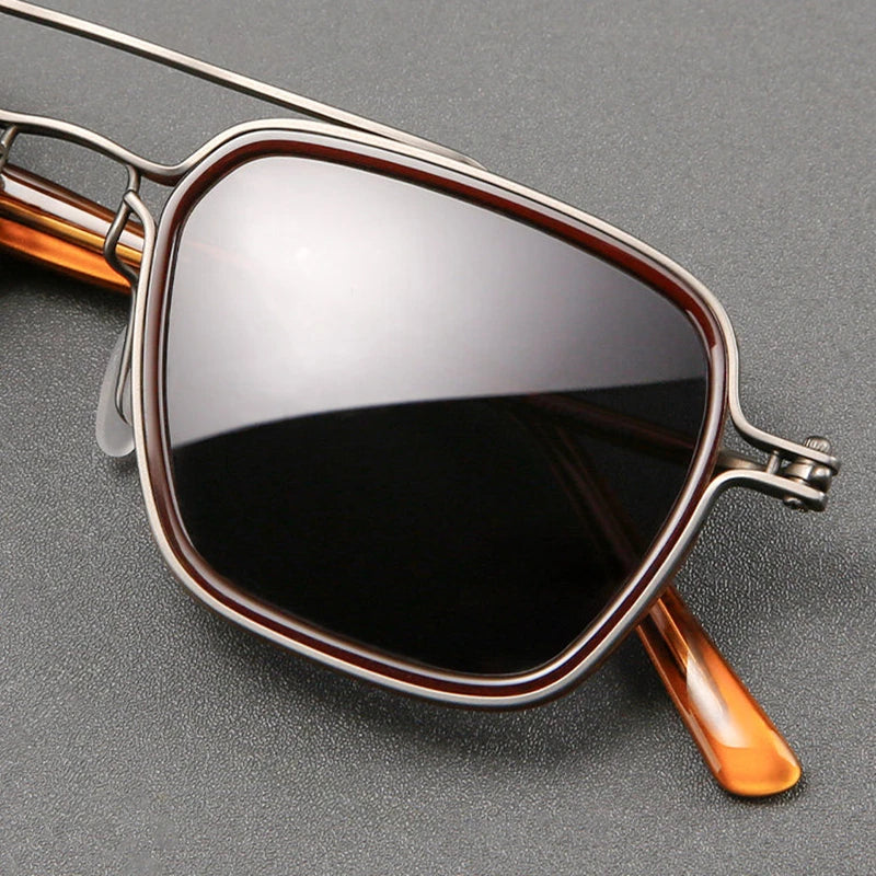 Black Mask Men Full Rim Square Titanium Polarized Sunglasses BM-5875S
