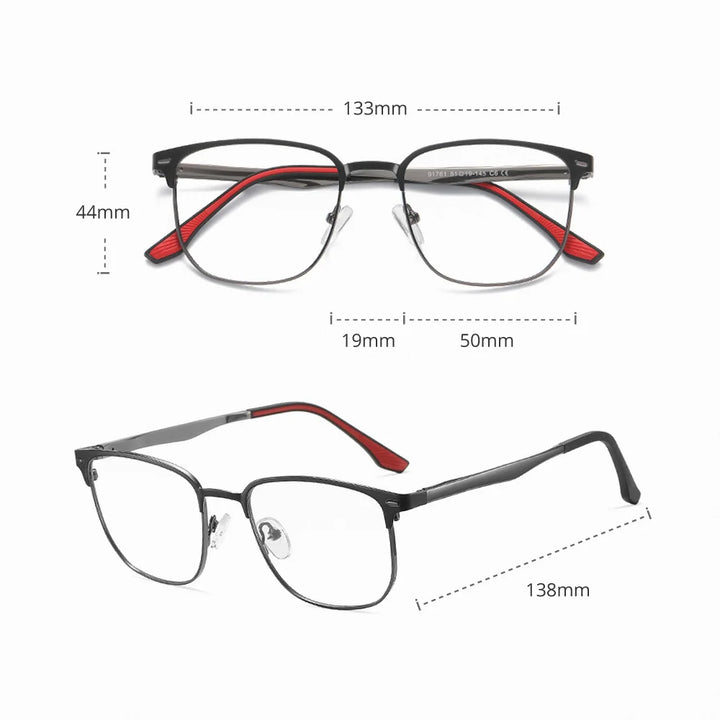 Ralferty Women's Full Rim Square Tr 90 Titanium Eyeglasses 891761