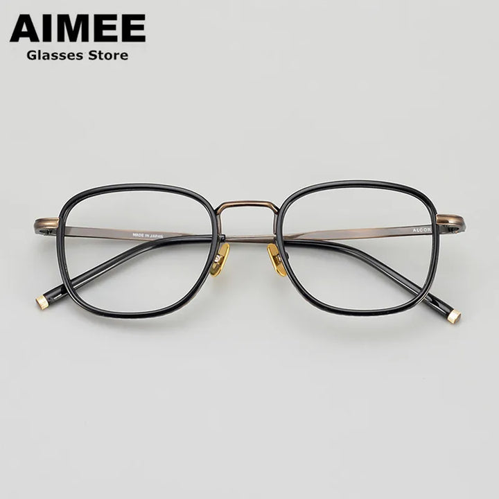 Aimee Unisex Full Rim Square Acetate Titanium Eyeglasses 21140