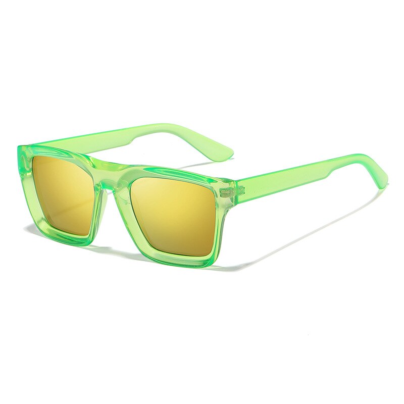 CCSpace Unisex Full Rim Square Acetate UV400 Sunglasses 56155 Sunglasses CCspace Sunglasses GreenGold  