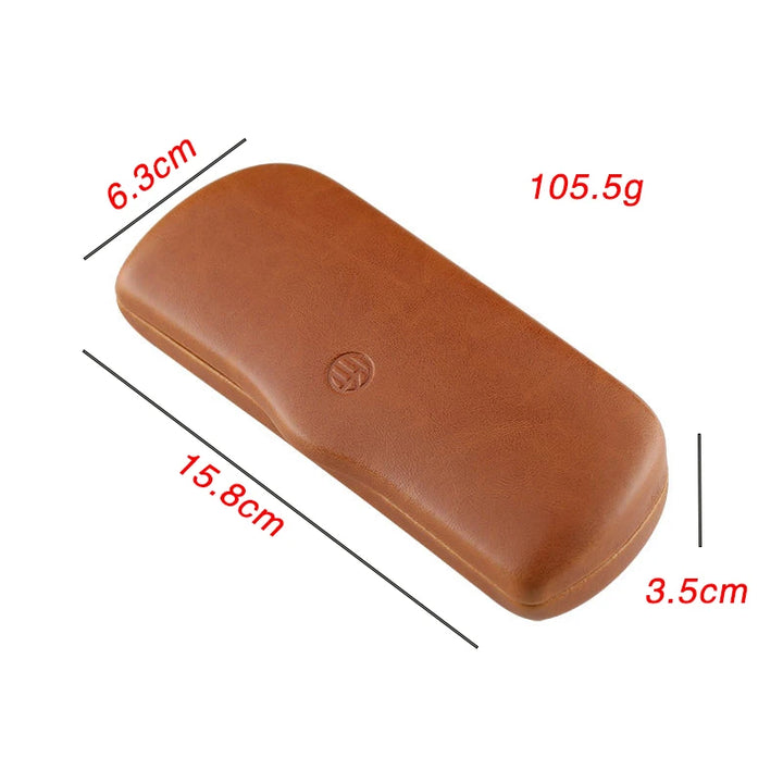 Cubojue Unisex Brown Hard Leather Eyeglass Case C008 Case Cubojue Case as photo  