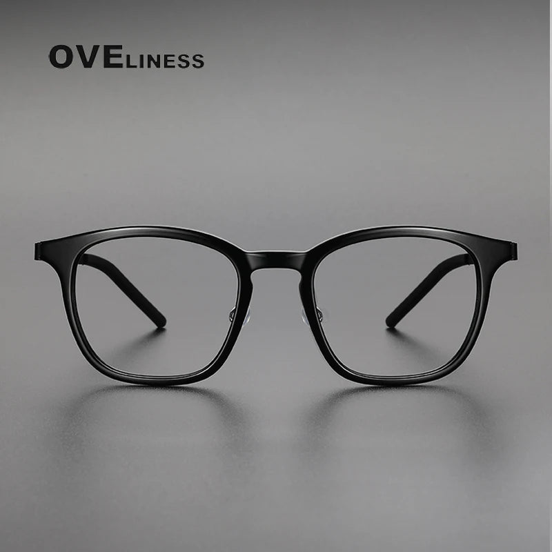 Oveliness Unisex Full Rim Square Acetate Titanium Screwless Eyeglasses 1047 Full Rim Oveliness   