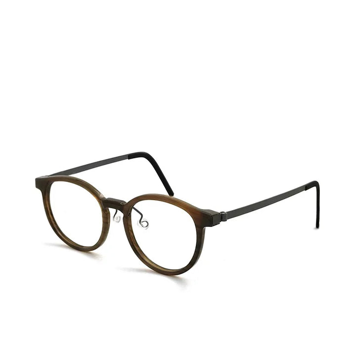 Hewei Unisex Full Rim Oval Round Acetate Titanium Eyeglasses 18451