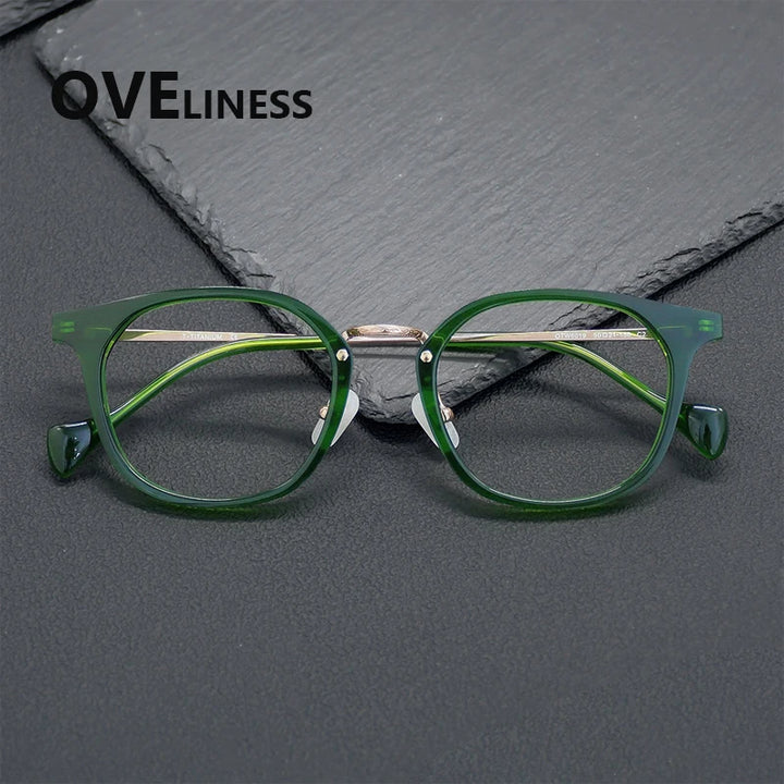 Oveliness Unisex Full Rim Round Acetate Titanium Eyeglasses 936019