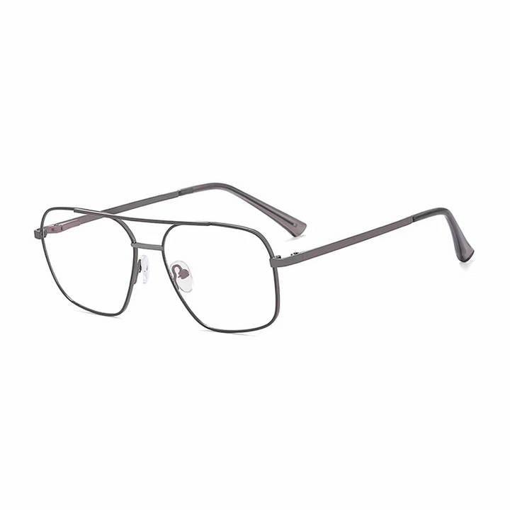 Ralferty Men's Full Rim Square Double Bridge Alloy Eyeglasses R91308 Full Rim Ralferty C4 Gun Gray CN 