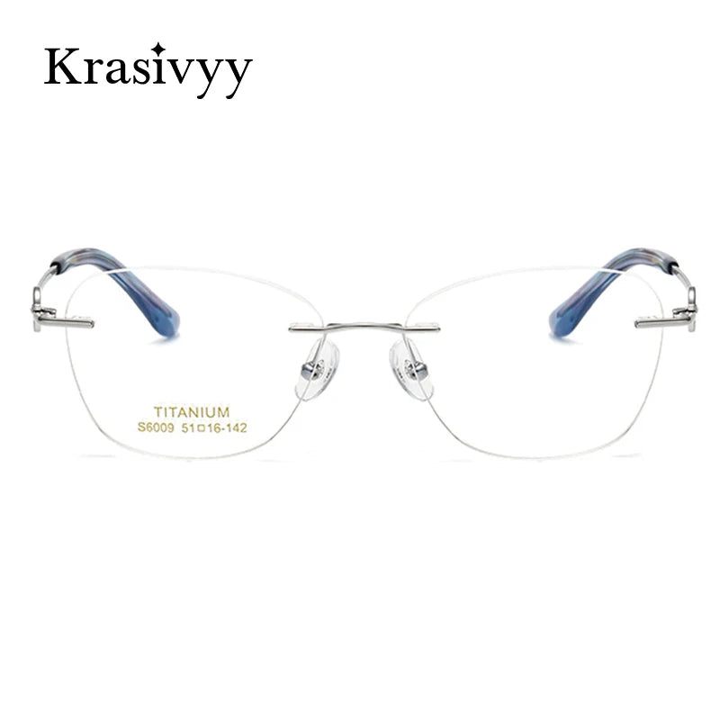 Krasivyy Women's Rimless Oval Titanium Eyeglasses 6009 Rimless Krasivyy   