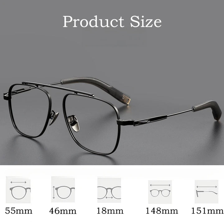 Yimaruili Unisex Full Rim Square Double Bridge Titanium Eyeglasses Y1105 Full Rim Yimaruili Eyeglasses   