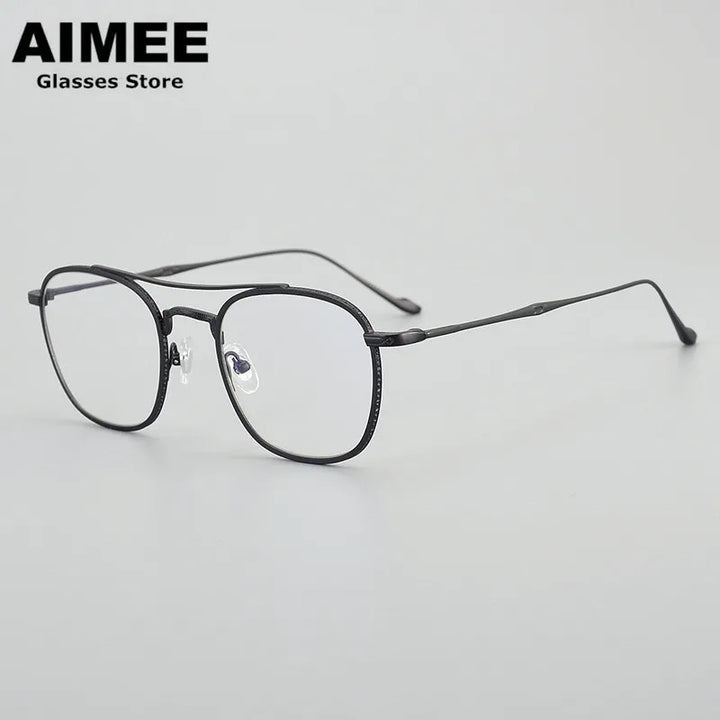 Aimee Unisex Full Rim Square Double Bridge Titanium Eyeglasses 195925