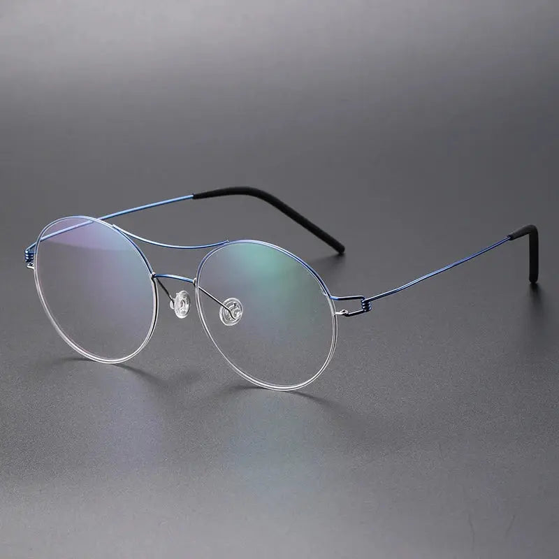 Bobbie 820241 Unisex Double Bridge Full Rim Round Titanium Frames FuzWeb