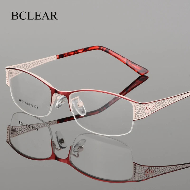 Bclear Women's Semi Rim Square Alloy Eyeglasses 69901 Semi Rim Bclear