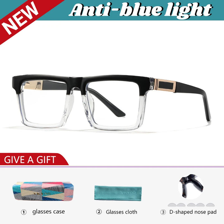 Vicky Men's Full Rim Square Brow Line Tr 90 Alloy Reading Glasses 360034